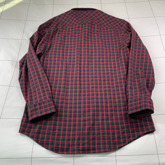 Duluth Trading Co Shirt Mens Small Green Red Plaid Button Down Cotton Wool Blend - Picture 2 of 8